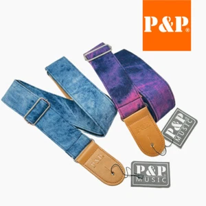 For Acoustic Electric Bass Adjustable Webbing Belt Denim Cotton Guitar Strap - Picture 1 of 20