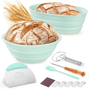 Gärkörbchen, 23Cm Rund & 26Cm Oval Silikon Gärkorb Zum Brotbacken Set, Sauerteig - Bild 1 von 22