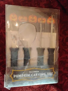 Halloween - Pumpkin Carving Kit Stainless Steel HEAVY DUTY 3 Piece NEW - Black - Picture 1 of 5