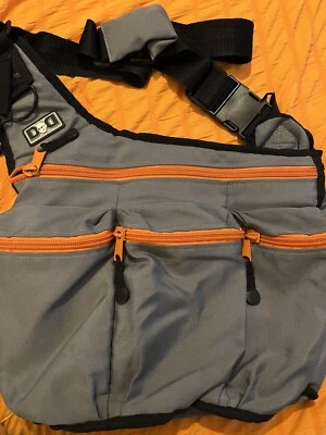 Diaper Dude Diaper Bag Gray Messenger Bag Crossbody Orange Zippers  — 第 1/4 张图片
