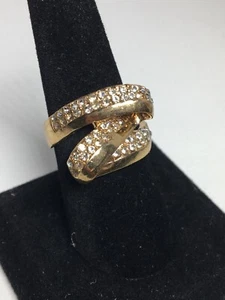 Vintage Ring Gelbgold vergoldet Größe 9,75 Strass Accessoires Schmuck - Bild 1 von 12