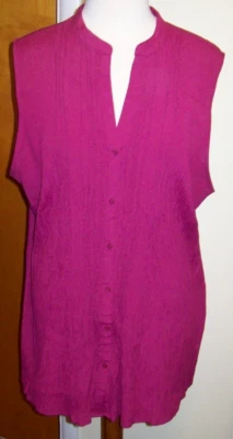JACLYN SMITH Sleeveless Burgundy Red Pleated Pintucked Blouse Top - SIZE XXL - Image 1 of 4