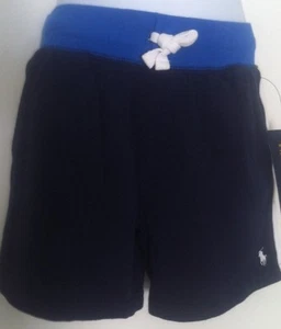 Ralph Lauren Shorts~Navy Knit White Sides Blue Waist~Sm White Logo~Size 5~NWT - Picture 1 of 8
