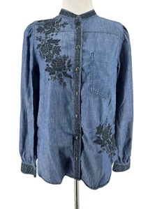 Camisa Denim Sundance Floral Bordada Manga Larga Frente a Presión Lennon Talla Pequeña - Imagen 1 de 5