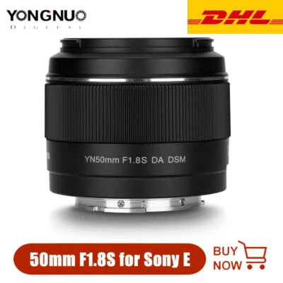 Lente de enfoque automático YONGNUO YN50mm F1.8S DA DSM para Sony E-mount APS-C APC-C AF/MF Foto 1 de 4