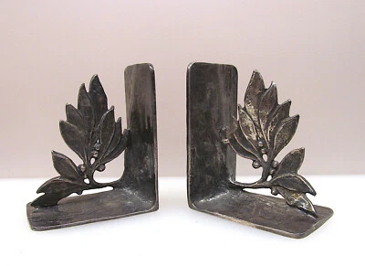 Buchstützen im Jugendstil Blattwerk schweres Metall ohne Stempel u.  unsigniert - Bild 1 von 4