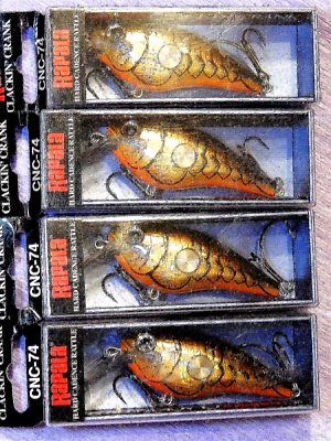 Lote de 4 señuelos de buceo Rapala Clackin Crank CNC-74 Rusty Crawdad 18 g/7 cm 1,2 m - NOS Foto 1 de 4