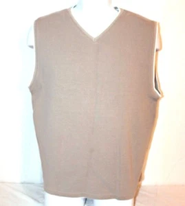 J Riggings Herren Pullover Weste ärmellos beige Strick weiß Borte Gr. L Baumwolle V-Ausschnitt - Bild 1 von 7