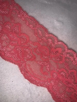 Lencería de encaje de costura elástica coral festoneado 8,5 yardas 3" de ancho Foto 1 de 2
