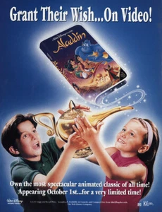Video casero de Walt Disney 1993: anuncio impreso vintage promocional de Aladdin - Imagen 1 de 1