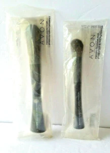 Avon Ergonomic Foundation and Powder Brush With Pouch Sealed 2 pc New - Picture 1 of 3