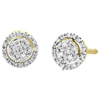 14K Yellow Gold Finish Diamond 3D 12mm Statement Earrings 3/4 CT. Lab Created - Image 1 of 2