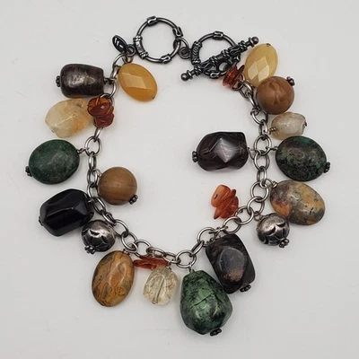 "Pulsera Cha Cha de plata esterlina SILPADA con múltiples piedras colgantes cuentas dijes 7,5""" Foto 1 de 4