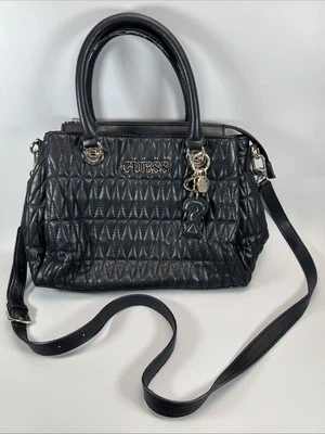 Guess Brinkley Triple Compartment Satchel in Black Faux Leather - Image 1 of 4