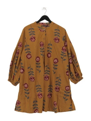 Gudrun Sjödén Women's Top L Brown Floral 100% Cotton Long Sleeve Crew Neck Tunic - Image 1 of 4