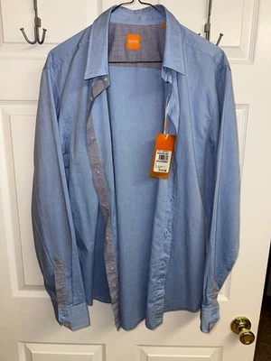 NUEVA $115 Original Hugo Boss Para Hombre Camisa de Vestir Con Botones Talla Grande Foto 1 de 4