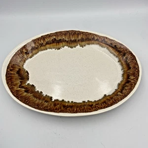 pfaltzgraff drip glaze serving platter #20 usa Off-White Brown Drip Glaze Vtg - Picture 1 of 6