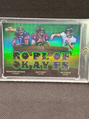 Roethlisberger Flacco Matt Ryan 2009 Topps Triple Threads Green Jersey 7/9 - Image 1 of 2