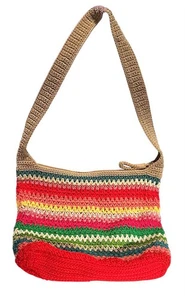 THE SAK WOMENS CROCHET WOVEN MULTICOLOR SHOULDER BAG PURSE MAGNETIC CLASP 9x12x4 - Picture 1 of 6