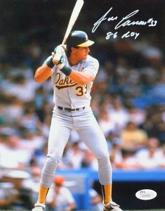 Jose Canseco Autographed Oakland 8x10 Swinging Photo W/ 86 ROY- JSA W *White - Picture 1 of 7