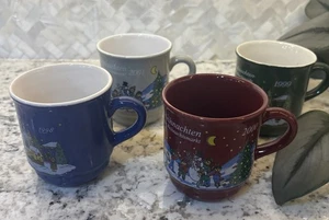 4 Vintage Deutsche Weihnachtstassen Tassen Frohe Weihnachten Heidelberger Weihnachtsmarkt - Bild 1 von 24