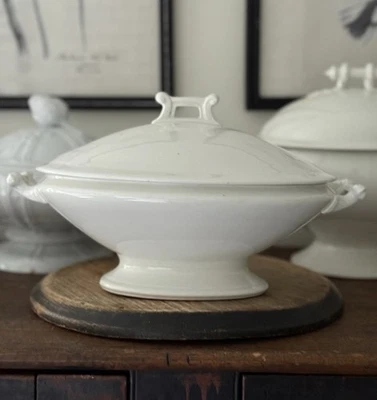 Antique White Ironstone Lidded Tureen ~ Marked - Image 1 of 4