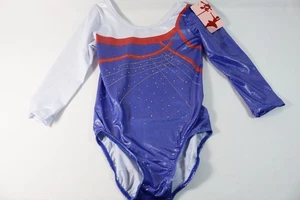 Girls USA Red White Blue Gymnastics Acrobat Leotard Size 10 NEW - Picture 1 of 8