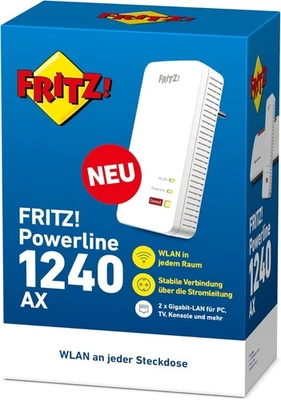 AVM FRITZ!Powerline 1240 AX Single Powerline 1200 Mbit/s WLAN Adapter Wifi 6 LAN - Bild 1 von 4