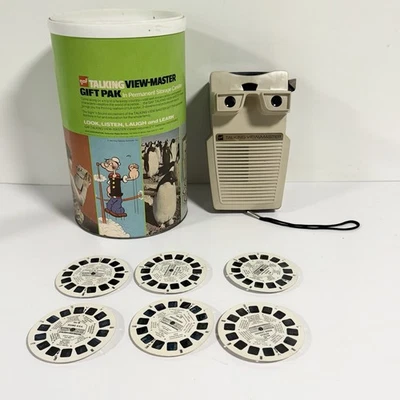 Visor de paquete de regalo vintage GAF Talking View-Master + carretes con bote Popeye Foto 1 de 4