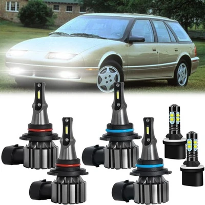 FOR Saturn SW1 SW2 1996-2001 LED Headlight High/Low Fog Light Bulbs Kit US - Image 1 of 4