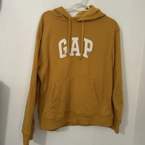 Vintage GAP Hoodie Sweatshirt Yellow/Gold Logo Size L 90s Y2K - Picture 1 of 6