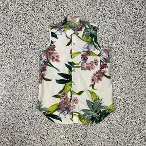 VTG Guess Sleeveless Blouse Top Women's Large Cotton Floral Shirt 90's Y2K - Picture 1 of 4