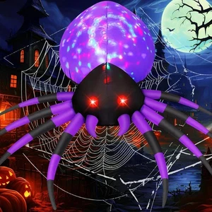Araña inflable de Halloween de 5 pies de ancho decoración exterior con luz mágica, soplado - Imagen 1 de 5