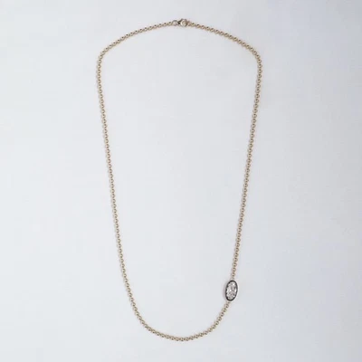 2.04 Ct Moval Cut Diamond Solitaire Beaded 20" Necklace 14K YG Lab Grown - Image 1 of 3