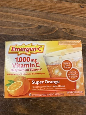 Polvo de vitamina C Emergen-C 1000 mg, súper naranja, 30 paquetes Foto 1 de 3