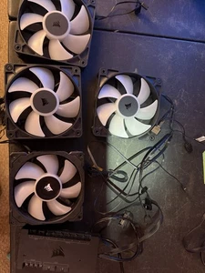 Corsair RS120 ARGB Black PWM 120mm Fans Daisy Chain, Triple Pack + Commander Pro - Picture 1 of 4