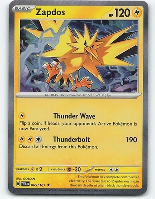 Zapdos #065/167 Holo Pokemon Card SV06: Twilight Masquerade - Image 1 of 2