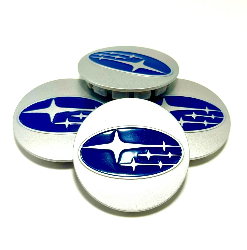 Комплект из 4 серебристых синих центральных колпаков колес Subaru, 28821SA030 - Изображение 1 из 3