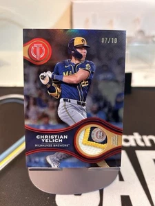 2025 Topps Tribute Christian Yelich Stamp Of Approval Patch RED /10 #SOA-CY SSP - Picture 1 of 2