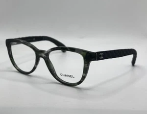 NEW Authentic CHANEL frames/women 3335 c. 1553 GREEN BLACK DENIM 52-18-140 ITALY - Bild 1 von 8