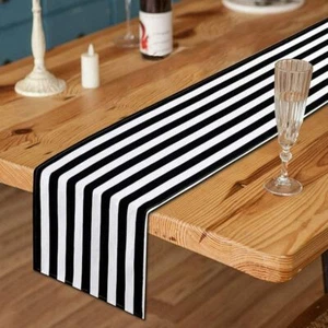 Rectangular Striped Table Runner Classic Table Cover Tablecloth Kitchen - Picture 1 of 11