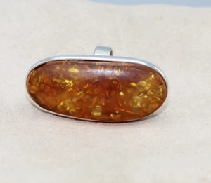 WSR 925 Sterling silver Large Baltic Amber Ring *Pre-Owned* Free Shipping - Picture 1 of 4