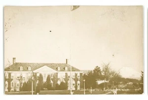 RPPC Headquarters Ft FORT LEWIS WA Washington Real Photo Postcard - Picture 1 of 2