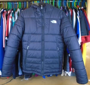 ABRIGO CHAQUETA ACOLCHADA PUFFA CON CAPUCHA REVERSIBLE CARA NORTE NEGRO VERDE X-PEQUEÑO ADULTO - Imagen 1 de 14