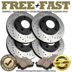 H0116 FRONT+REAR BLACK Drill Brake Rotors Pads FOR 2003 2004 Honda Element - Picture 1 of 5