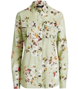 Lauren Ralph Lauren Floral Cotton Voile Shirt Green In Women’s Size S BRAND NEW - Picture 1 of 6