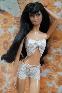 BARBIE NIGHT MOVES White Lace Strapless Top & Boy Shorts Lingerie - Picture 1 of 3
