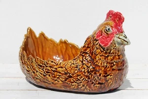 Porta huevos de gallina portugués Palissy Ware años 50 - Imagen 1 de 12