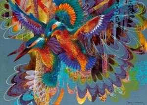 QPuzzles 260 Piece Jigsaw Puzzle - De Gillett Cox - Forest Kingfishers - Picture 1 of 1
