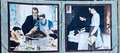The Saturday Evening Post 1943 Norman Rockwell Thanksgiving Pillow Panel - Image 1 of 4